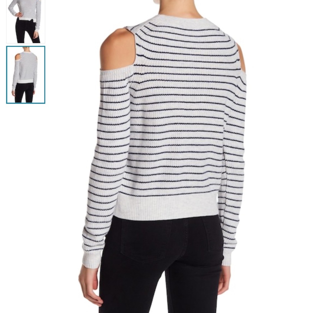 🆕LUCKY BRAND shoulder cutout gray striped sweater - Picture 5 of 5
